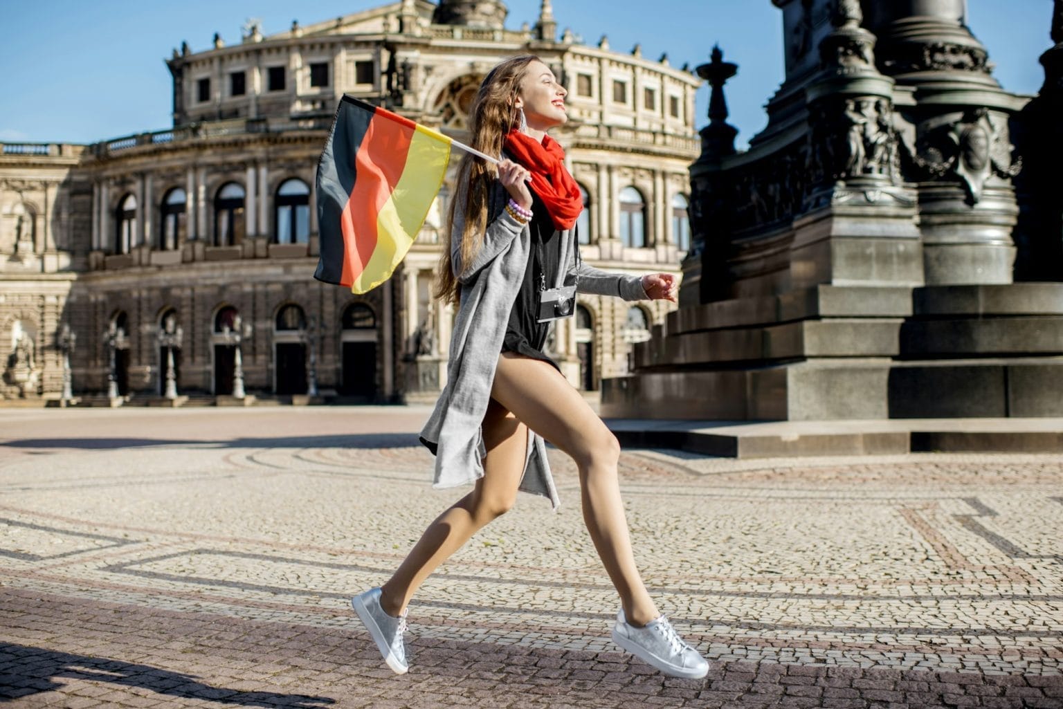 Woman traveling in Dresden city, Germany